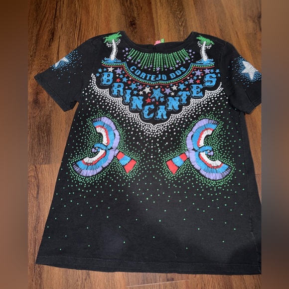 FARM Rio Tops - Farm Rio rare sparkle black Brazil toucans cortejo dos brincantes tee shirt $128